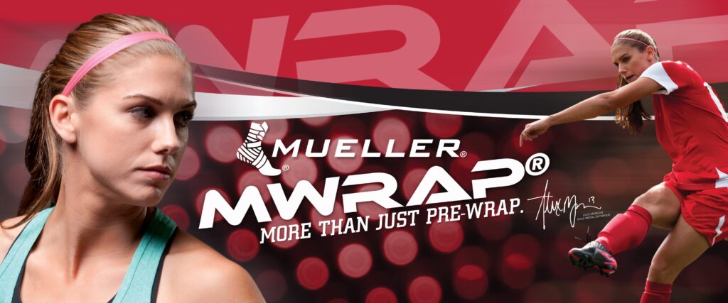 A female athlete used to advertise muller wraps