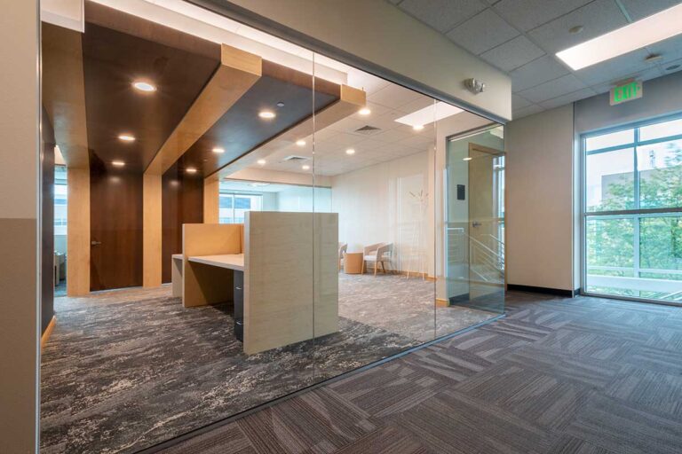 Office with glass walls